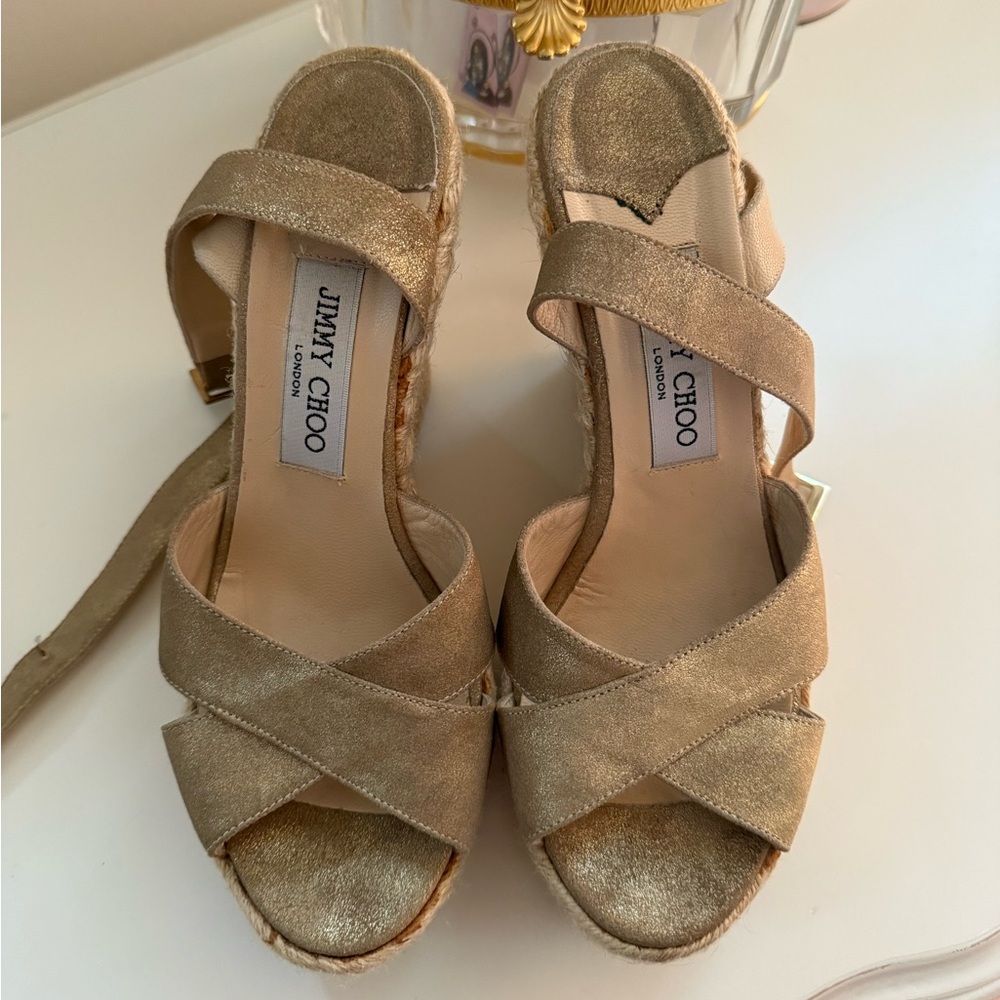 Jimmy Choo Gold Women's Sandals Size 39